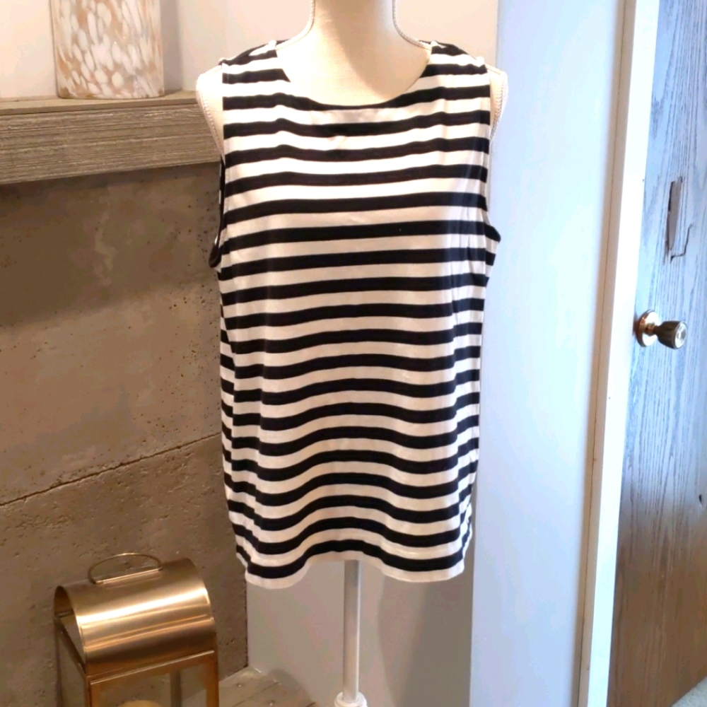 Ann Taylor sleeveless stripe top with back zipper